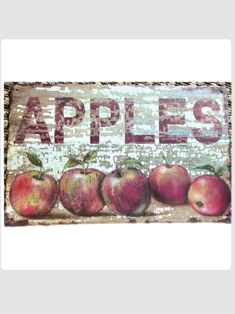 Vintage Nostalgic Vintage 16x10” Vintage Apples Tin Sign. Wall Decor Metal sign.